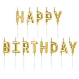 Είδη Πάρτυ - Κεριά Γενεθλίων "Happy Birthday Χρυσό" (13 τεμ.) - Κωδικός: 420002 - SmileStore